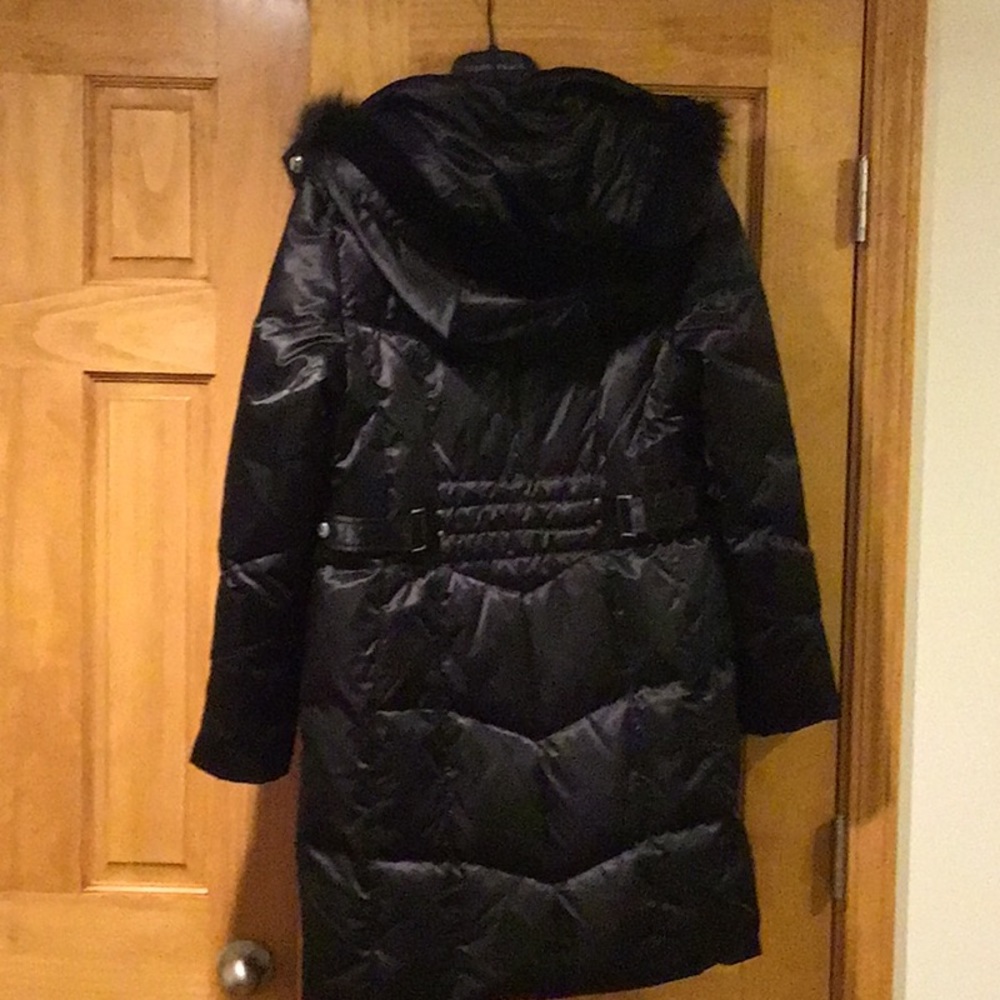 NWOT Platinum Puffer Coat Fur trim Hood - Picture 4 of 7